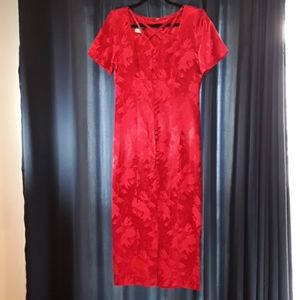Vintage Red Floral Dress